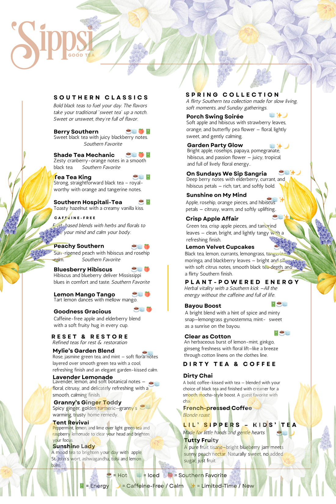 'Sippsi Good Tea Boutique and Pastry Bar Menu